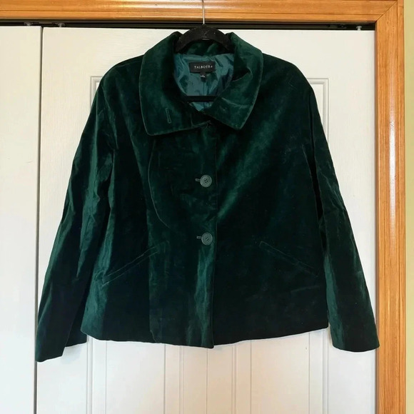 Talbots Velvet Blazer Jacket Teal Green Business Work Holiday - Picture 1 of 5